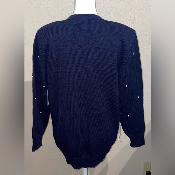 Susan Bristol Vintage 1992 Women’s NWT Size M Navy Christmas Sweater Cardigan - Picture 3 of 15